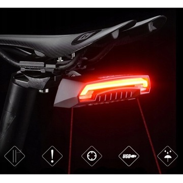 Задний велосипедный фонарь Rockbros LKWD-R1 с лазером и дистанционным управлением + кабель micro US