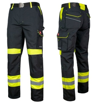 SPODNIE ROBOCZE Z ODBLASKAMI OSTRZEGAWCZE 5XL 60