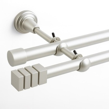 Двойной штор -стержень 300 см 19 мм черно -белый серебро современный умный