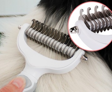 Матовая расческа TRIMER удаляет мертвую собачью шерсть.