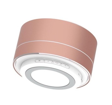 Mini głośnik Bluetooth o szczotkowanej metalowej konstrukcji i różowym odruchu