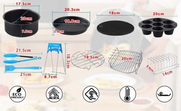 Akcesoria do FRYTKOWNICY BEZTŁUSZCZOWEJ Air Fryer 11 szt. DUŻY ZESTAW 8