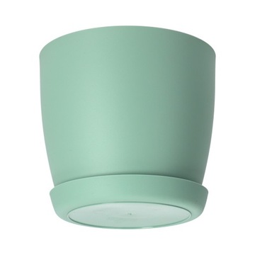 КРЫШКА ДЛЯ ЦВЕТОЧНОГО ГОРШКА ЦВЕТОЧНЫЙ ВАЗ 12см ДЛЯ ЦВЕТОВ МАТОВО-ЗЕЛЕНАЯ ПЛАСТИКОВАЯ ПОДСТАВКА