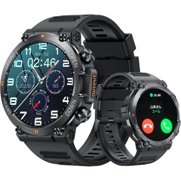 Dla IOS Android SmartwatchMęski Taktyczny Wojskowy Bluetooth Ciśnienie krwi