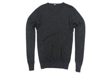 UNIQLO 100% WOOL PREMIUM VEE MĘSKI LEKKI SWETER M