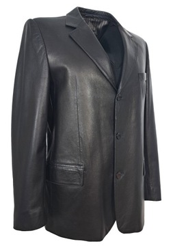 Marynarka SKÓRZANA MĘSKA 48 ELEGANCKA Czarna NOWA KLASYCZNA