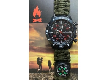 Bransoletka survival 6w1 ZEGAREK TAKTYCZNY