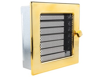 Решетка каминная вентиляционная 17х17, позолоченная С решеткой.