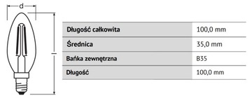 Светодиодная лампа E14 4Вт = 40Вт 2700К НИТЬ OSRAM 2PAK