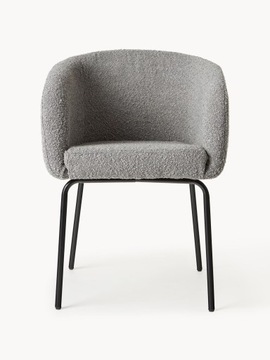 KRZESŁO TAPICEROWANE FOTEL SZARY BARANEK BOUCLE MG002