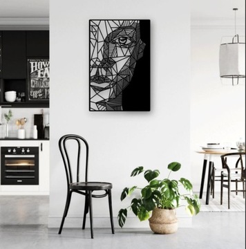 Drewniany obraz na ścianę ażurowy Kobieta Twarz Geometryczna 70x50cm czarny