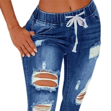 Womens Stretch Skinny Ripped Hole Washed Denim mom