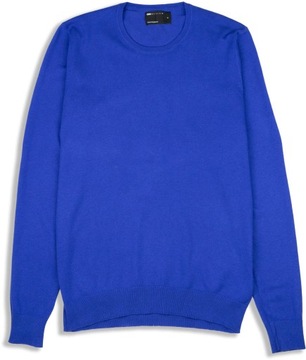 Asos Modny Męski Kobaltowy Sweter Klasyczny Gładki Sweterek Bawełna XL
