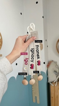 Подвеска-пустышка из льна с именем, вышитая