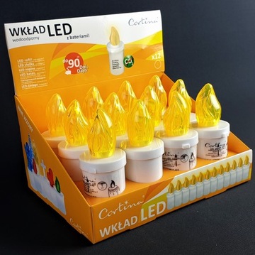 КАРТРИДЖИ ВСТАВКИ ДЛЯ СВЕТОДИОДНЫХ СВЕЧ СВЕЧИ AA R6 БАТАРЕИ 12 шт НАБОР ЖЕЛТЫХ КАРТРИДЖЕЙ