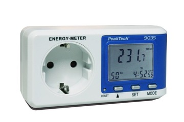 Cyfrowy Licznik miernik Zużycia Energii PeakTech 9035 Watomierz kWh