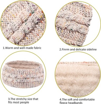 ТЕПЛАЯ ЗИМНЯЯ ПОВЯЗКА НА ГОЛОВУ, 2 ШТ.