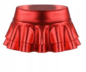 SEXY CZERWONA PLISOWANA MINI SPÓDNICZKA VINYL L