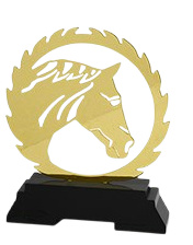Metalowa statuetka koń jeździectwo zawody 18,5cm + tabliczka gratis