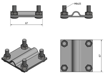Крестовина молниезащиты для кольцевого провода 4 x M8