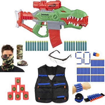 NERF DINO KARABIN REX AUTOMAT + MEGA DODATKI