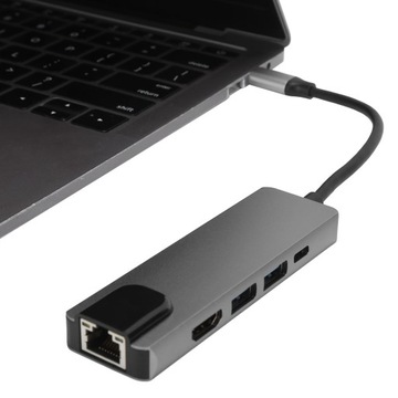 Многопортовый адаптер USB-концентратора TypeC для мультимедийного интерфейса высокой четкости 5