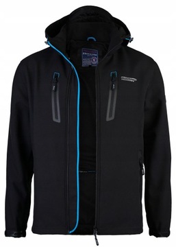 Męska kurtka przejściowa sportowa softshell z kapturem czarna MP93 10XL