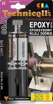Klej Technicqll metalowy epoksydowy 300 kg 2x12 ml