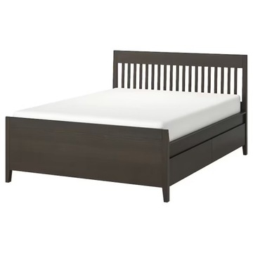 IKEA IDANAS Rama łóżka z szufladami wenge 140x200