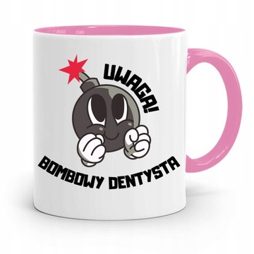 KUBEK RÓŻOWY PREZENT DENTYSTY BOMBOWY DENTYSTA z Nadrukiem ze Zdjęciem