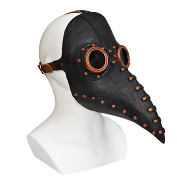 MASKA PLAGUE DOCTOR HALLOWEEN LATEKSOWA SZARA