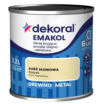 DEKORAL EMALIA SILNIE KRYJĄCA kość słoniowa 0,2L
