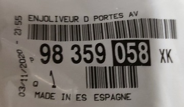 LIŠTA DVEŘE PRAVÝ PŘEDNÍ OPEL CORSA F 98359058XK