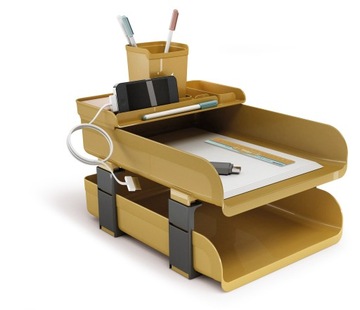 Zestaw biurkowy Arda Vintage karmelowy organizer