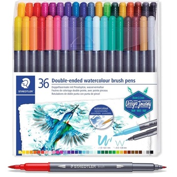 Flamastry dwustronne do akwareli Staedtler 36 kol.