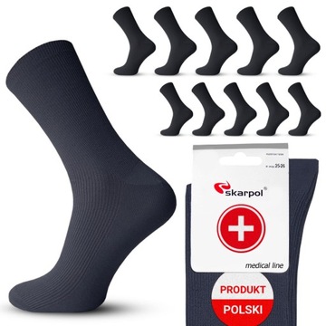 10x Skarpety męskie bawełniane BEZUCISKOWE medical medyczne czarne *39-41