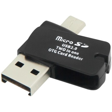 Кардридер MicroSD USB microUSB миниатюрный 2в1