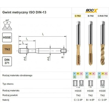 GWINTOWNIK M 4 DIN-371C (6H) HSSE TIN 800X FANAR (C2-123X01-0040)