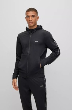 Męski sweter bluza czarna HUGO BOSS sportowa wzór