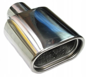 Овальный наконечник глушителя, плоская крышка из нержавеющей стали.