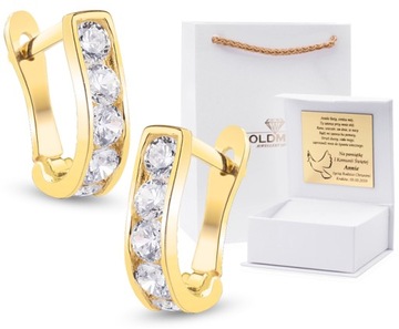 ZŁOTE KOLCZYKI CYRKONIE CHRZEST KOMUNIA ŚWIĘTA 333