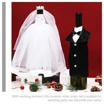 Dekoracyjne pokrowce na butelki Zestaw ślubny