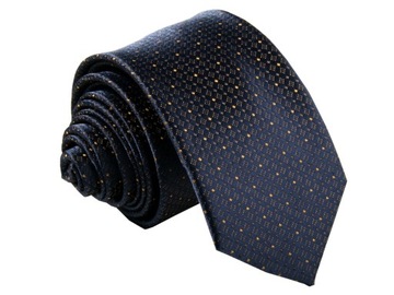 KRAWAT ŻAKARD GRANATOWY W KROPKI [2354]