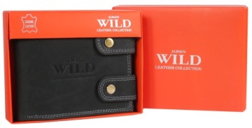 Мужской кожаный бумажник с цепочкой твердый Always Wild RFID