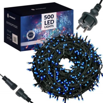 LAMPKI CHOINKOWE 500LED ZEWNĘTRZNE GRUBE 31m STAŁE ŚWIATŁO NIEBIESKIE