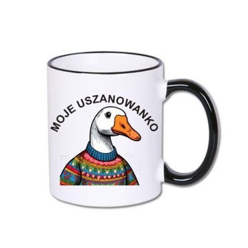 Kubek gęś gąska w sweterku skandynawskim życzy miłego dzionka