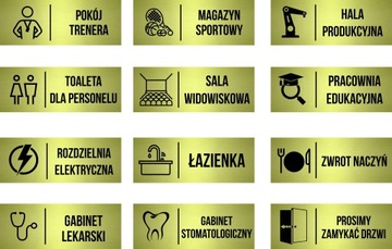 TABLICZKA SALA ZABAW Zanak na drzwi Oznaczenie Złota Aluminium Piktogram