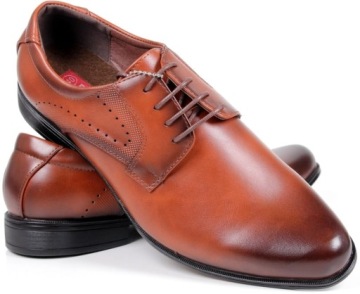 MĘSKIE PÓŁBUTY WIZYTOWE ELEGANCKIE PANTOFLE CASUAL BRĄZOWE LICOWE