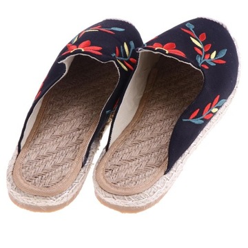 Холщовые туфли без шнуровки на плоской подошве