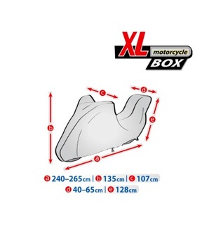 ЧЕХОЛ МОТОЦИКЛА, ДЛИНА 240-265 СМ + БАЗОВЫЙ ГАРАЖНЫЙ ЯЩИК